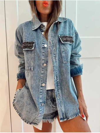 Sobrecamisa Vaquera Abalorios NAYORA Blue Jean HEVE