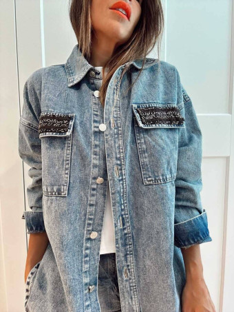 Sobrecamisa Vaquera Abalorios NAYORA Blue Jean HEVE