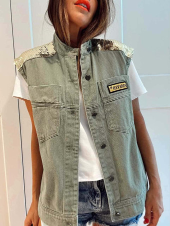 Chaleco Vaquero Lentejuelas AUVREL Khaki HEVE