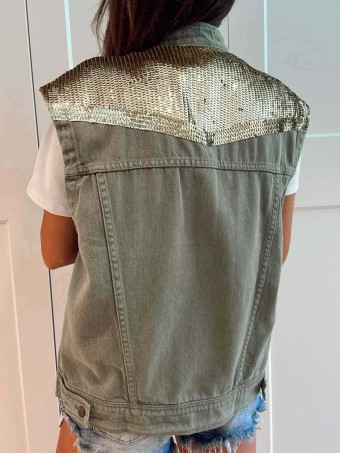 Chaleco Vaquero Lentejuelas AUVREL Khaki HEVE