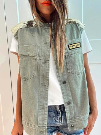 Chaleco Vaquero Lentejuelas AUVREL Khaki HEVE