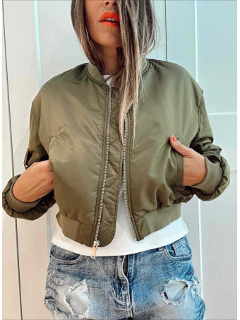 Bomber Cropped Nylon NAPZER Verde Militar HEVE
