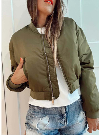 Bomber Cropped Nylon NAPZER Verde Militar HEVE