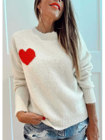 Jersey Punto Corazón AMOUR Beige HEVE