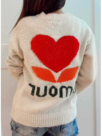 Jersey Punto Corazón AMOUR Beige HEVE