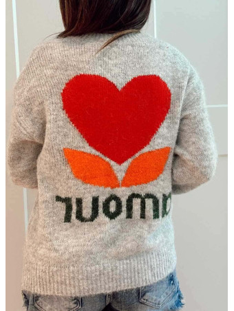 Jersey Punto Corazón AMOUR Gris HEVE