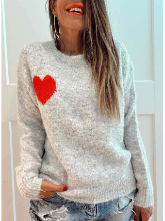 Jersey Punto Corazón AMOUR Gris HEVE