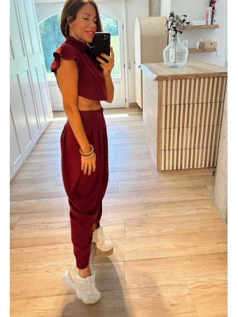 Conjunto Top y Pantalón AURAH Burdeos HEVE