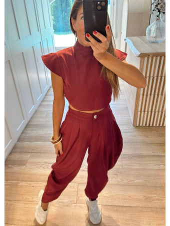Conjunto Top y Pantalón AURAH Burdeos HEVE