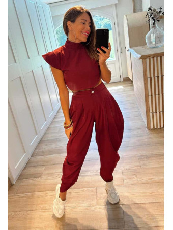 Conjunto Top y Pantalón AURAH Burdeos HEVE