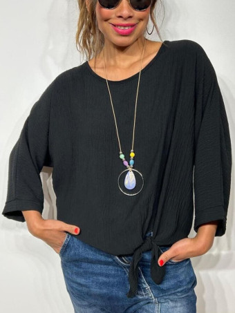 Blusa Nudo con Collar VINKA Negro HEVE