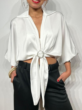 Blusa Satén Arandela FENTONY Blanco HEVE