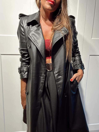 Gabardina Midi Polipiel RAISSER Negro HEVE