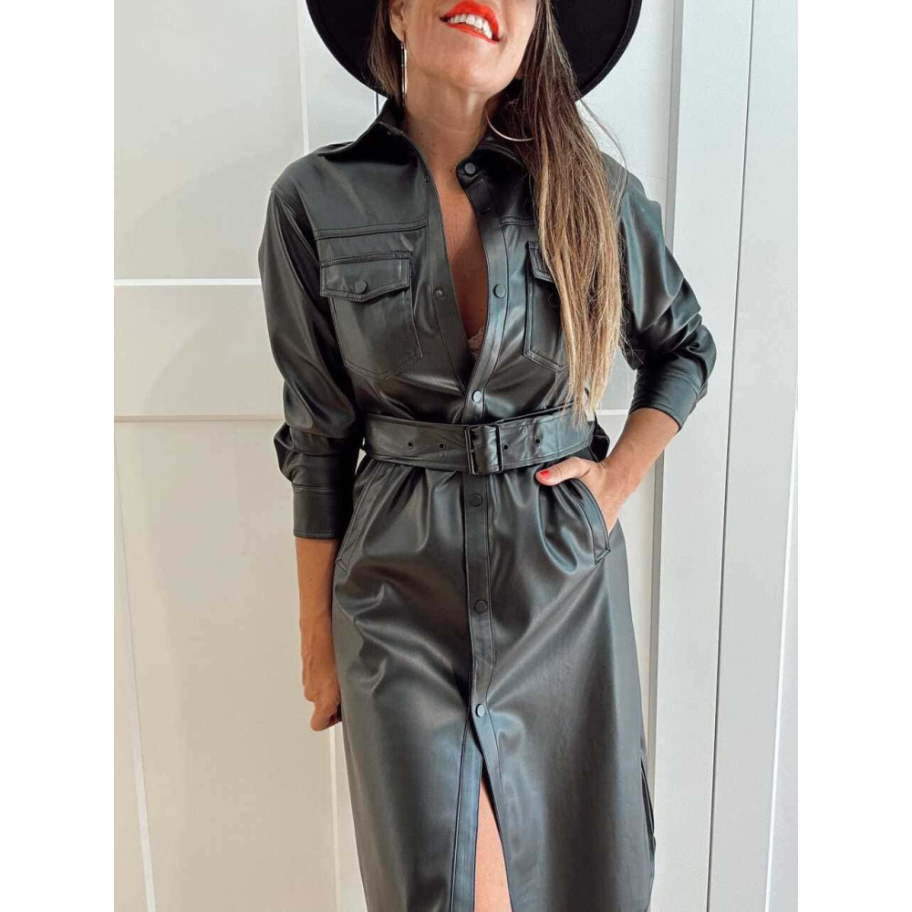 Trench Largo Polipiel BELIKOVA Negro HEVE