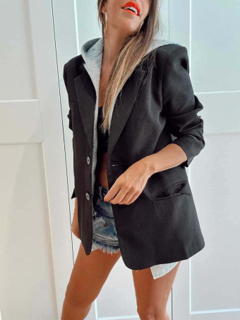 Blazer con Capucha HAREBACK Negro HEVE