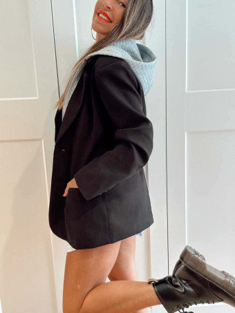 Blazer con Capucha HAREBACK Negro HEVE