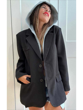 Blazer con Capucha HAREBACK Negro HEVE