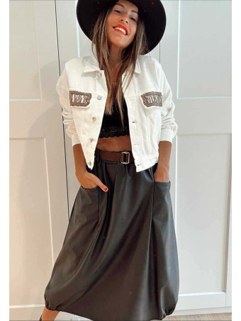 Cazadora Vaquera Cropped ORVIA Blanco HEVE