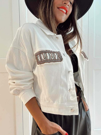 Cazadora Vaquera Cropped ORVIA Blanco HEVE