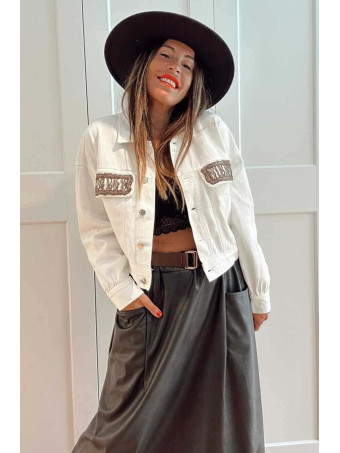 Cazadora Vaquera Cropped ORVIA Blanco HEVE