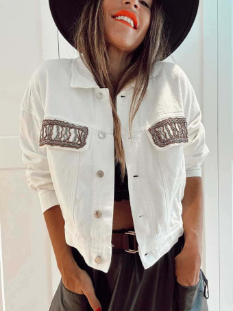 Cazadora Vaquera Cropped ORVIA Blanco HEVE