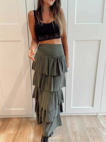 Falda Desflecada Volantes ZYRAEL Verde Militar HEVE