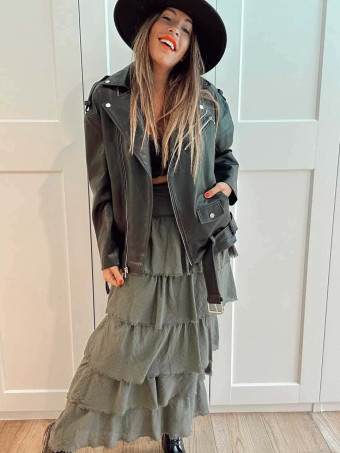Falda Desflecada Volantes ZYRAEL Verde Militar HEVE