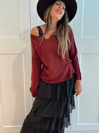 Punto Básico Escote Pico JANIKA Burdeos HEVE