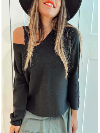 Punto Básico Escote Pico JANIKA Negro HEVE