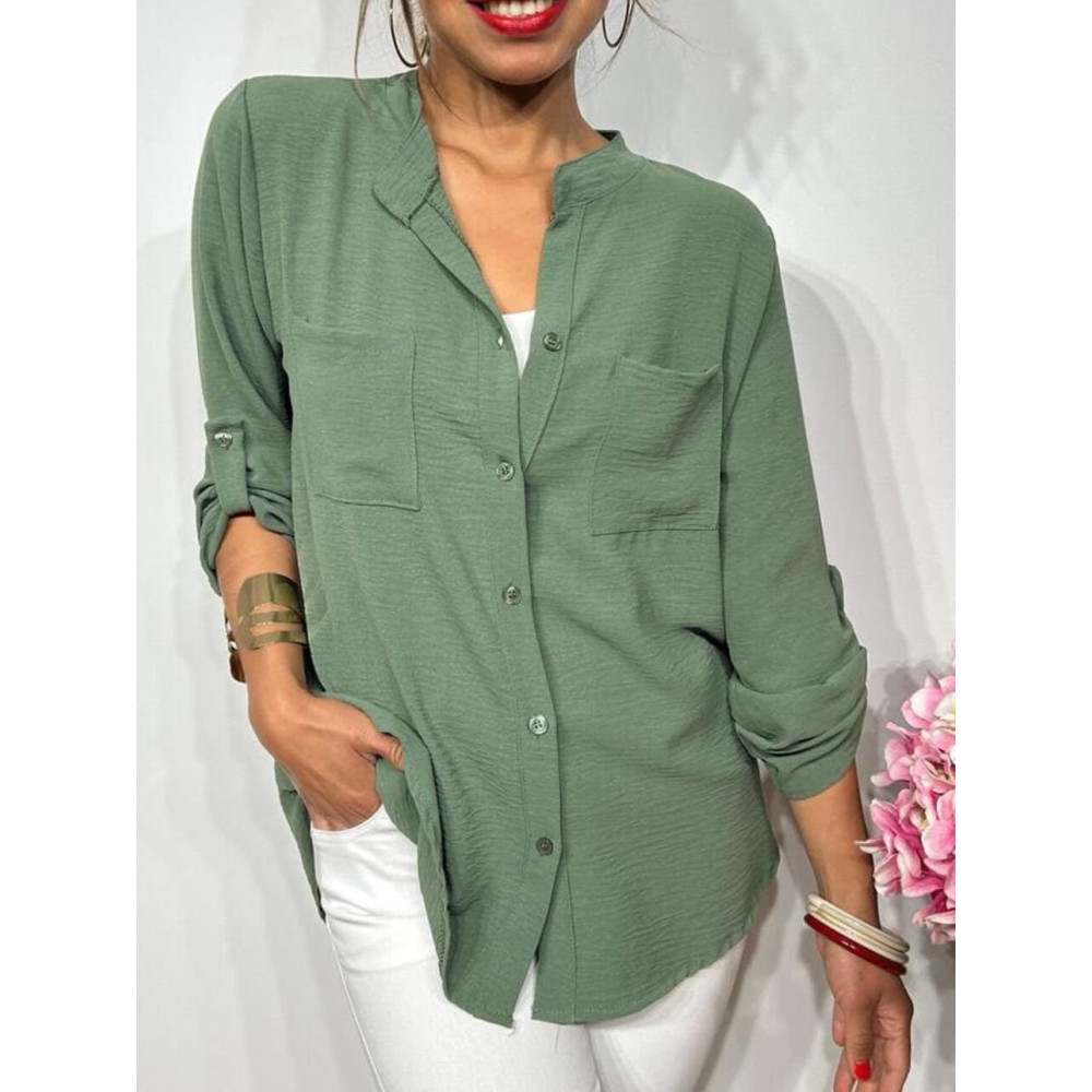 Camisa Fluida FLOSSIE Verde Militar HEVE Camisa Fluida FLOSSIE Verde Militar HEVE