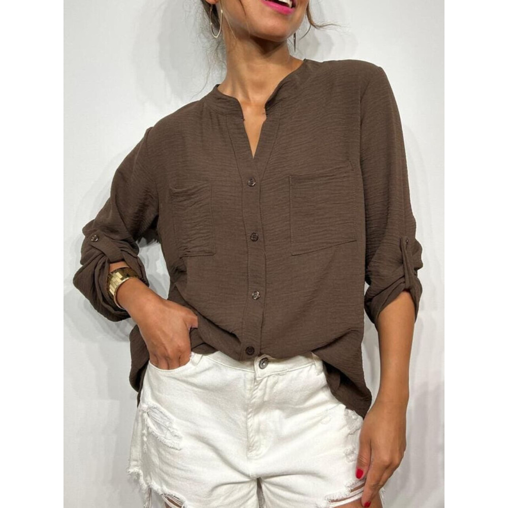 Camisa Fluida FLOSSIE Marrón HEVE Camisa Fluida FLOSSIE Marrón HEVE