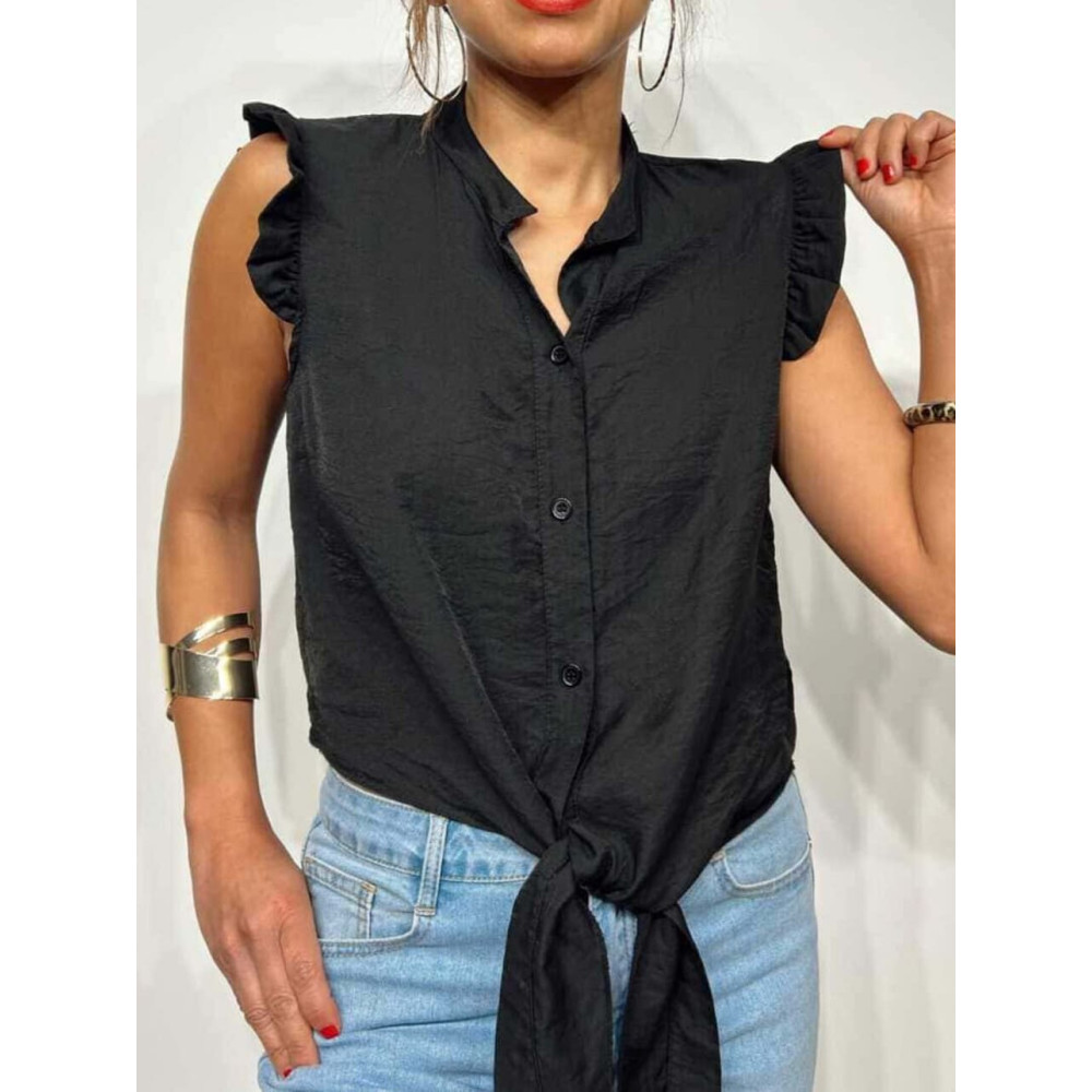 Blusa Nudo Volantes GENDIVA Negro HEVE