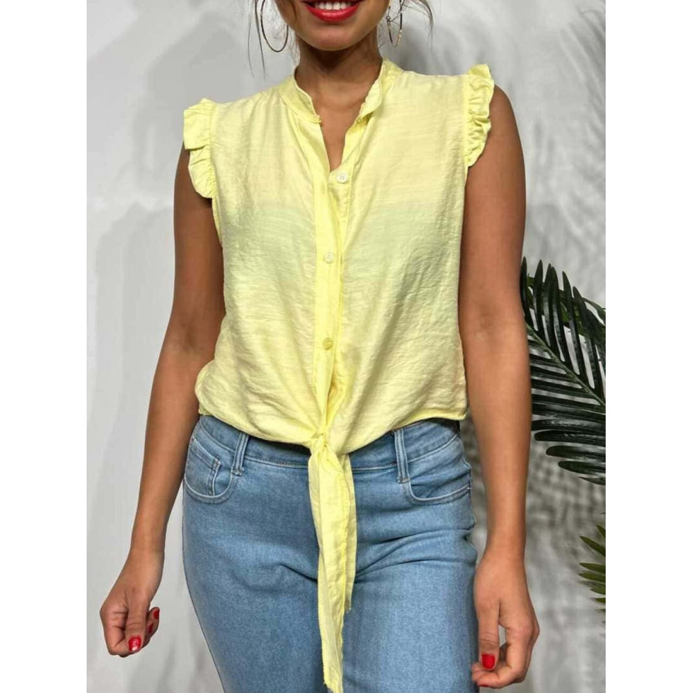 Blusa Nudo Volantes GENDIVA Amarillo HEVE Blusa Nudo Volantes GENDIVA Amarillo HEVE
