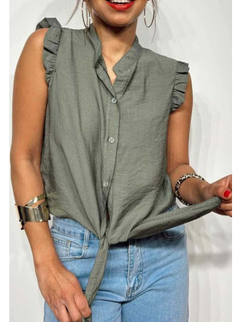 Blusa Nudo Volantes GENDIVA Verde Militar HEVE
