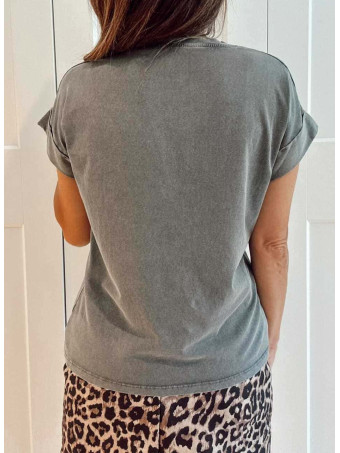 Camiseta Algodón LOS ÁNGELES Gris/Blanco HEVE