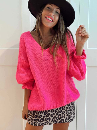 Jersey Escote Pico VINTERA Fucsia HEVE