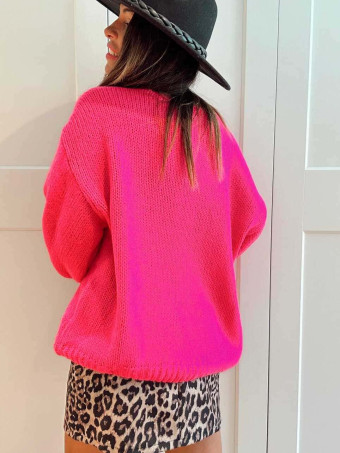 Jersey Escote Pico VINTERA Fucsia HEVE
