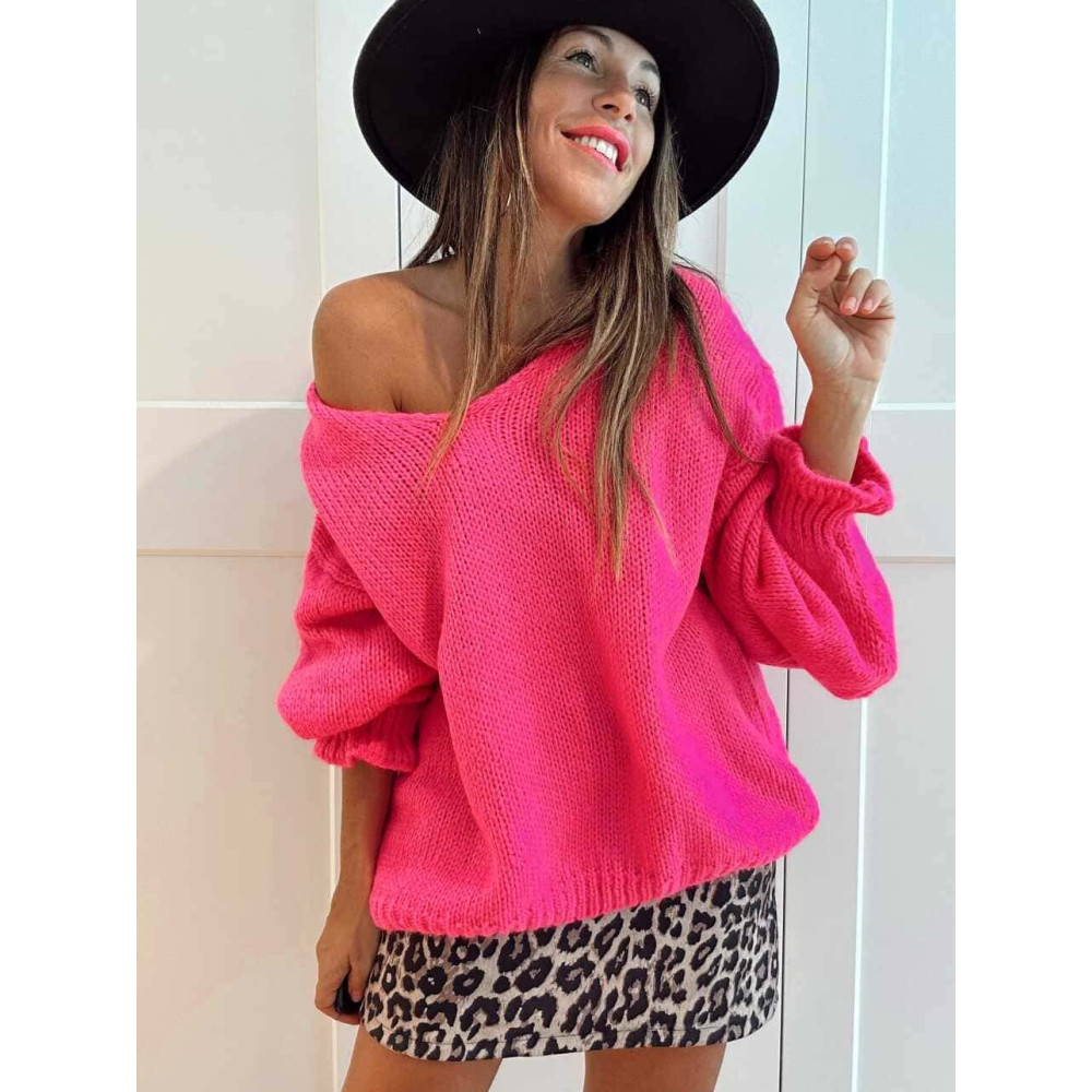Jersey Escote Pico VINTERA Fucsia HEVE