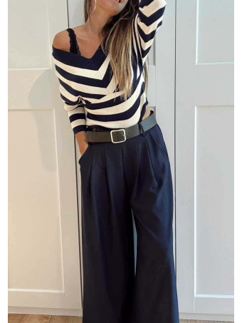Pantalón Palazzo Cinturón CHARMELLIE Marino HEVE