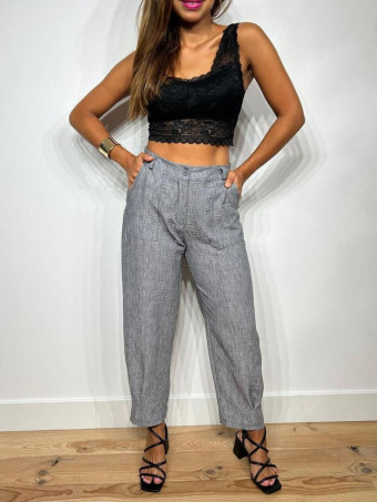 Pantalón Efecto Lino LUDWYSE Gris HEVE