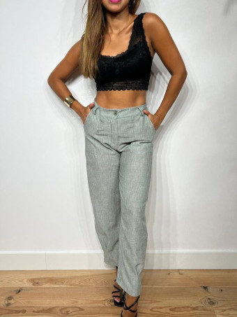Pantalón Efecto Lino LUDWYSE Verde Menta HEVE