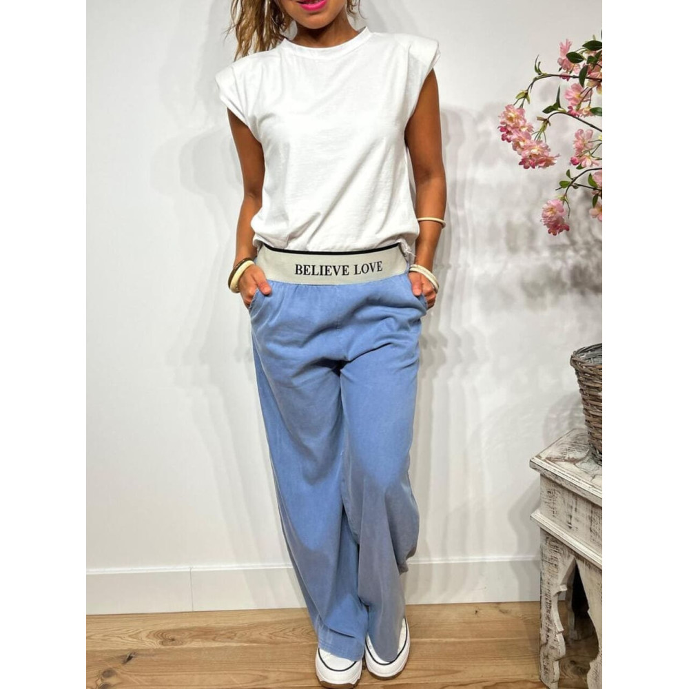 Pantalón Casual BELIEVE LOVE Azul Jean HEVE