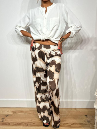 Pantalón Fluido Estampado ZENBOU Marrón HEVE