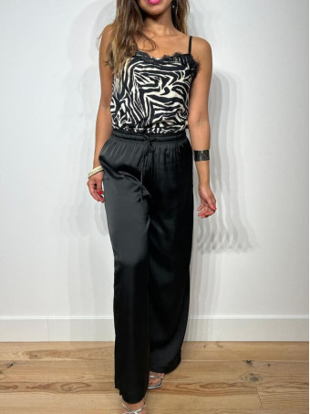 Pantalón Casual Satinado THEVALO Negro HEVE