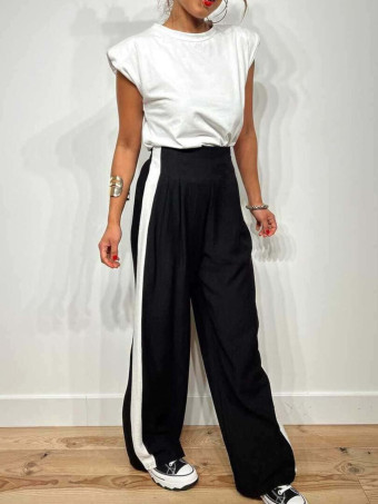 Pantalón Pinzas Franja Lateral FAREWELL Negro HEVE