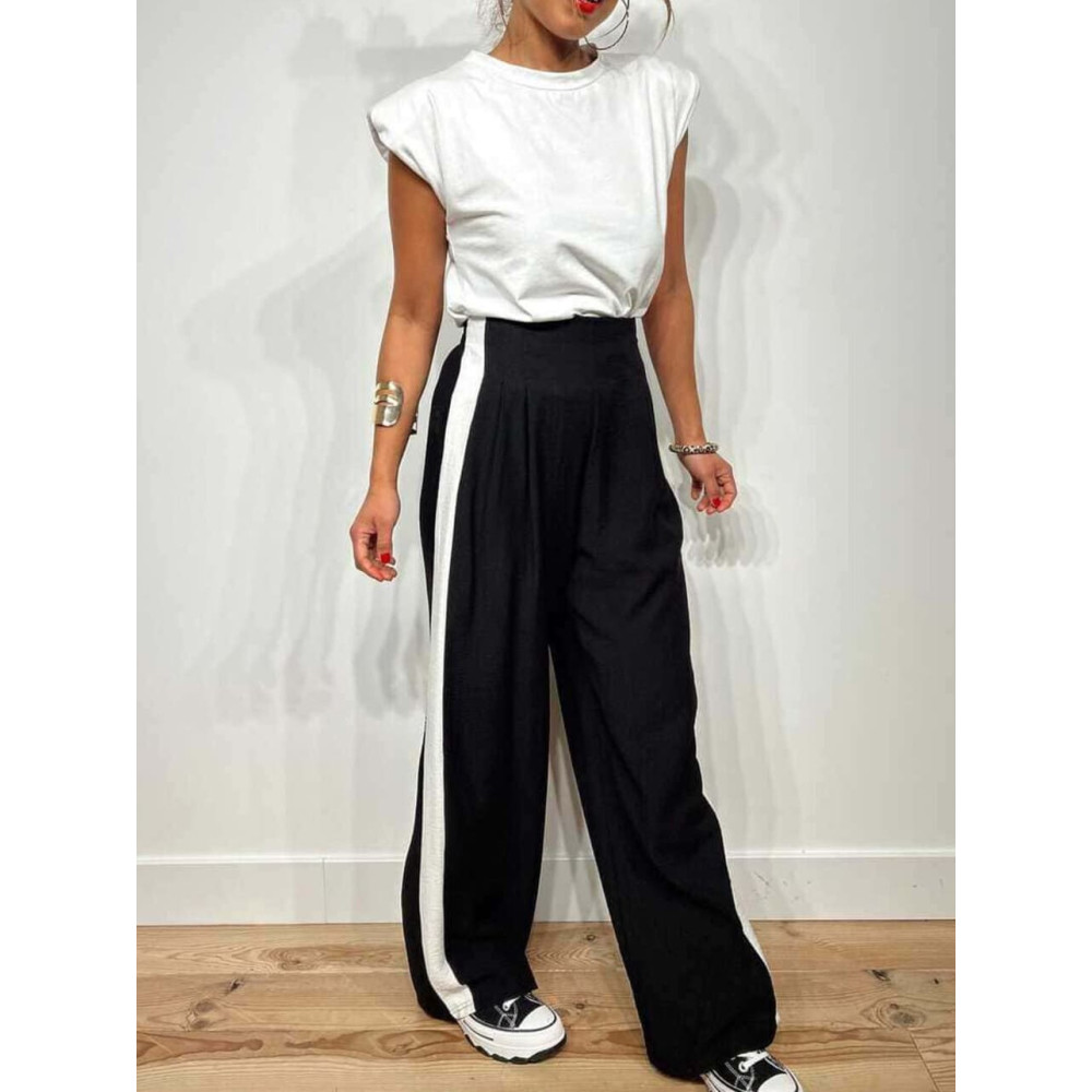 Pantalón Pinzas Franja Lateral FAREWELL Negro HEVE