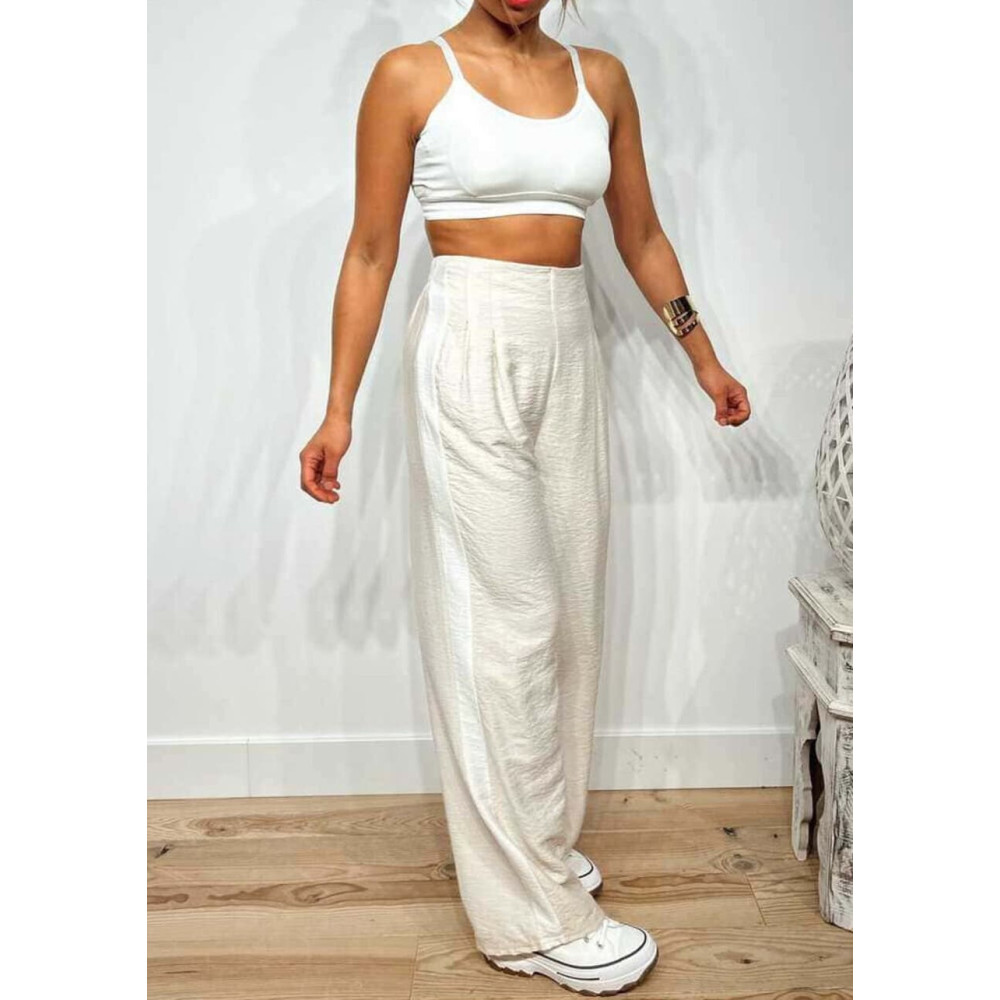 Pantalón Pinzas Franja Lateral FAREWELL Beige Pantalón Pinzas Franja Lateral FAREWELL Beige