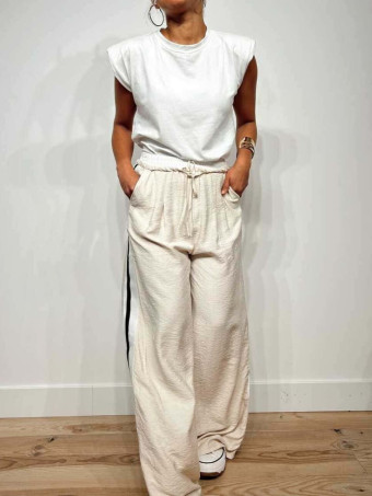 Pantalón Cintura Doble Franja Lateral DAEBACK Beige HEVE
