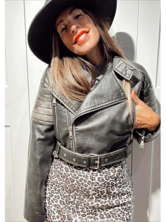 Biker Polipiel Cropped WALLNER Negro HEVE