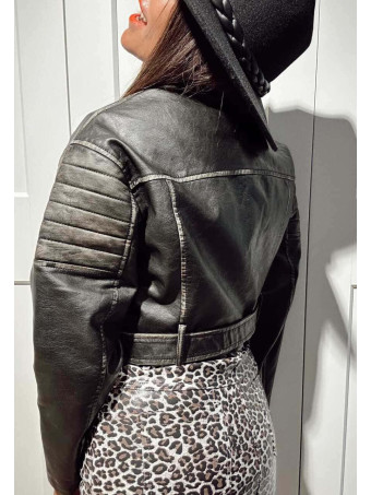 Biker Polipiel Cropped WALLNER Negro HEVE